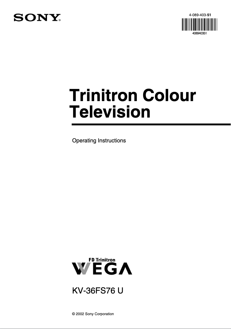 Imagen de la primera página del manual del dispositivo KV-36FS76U