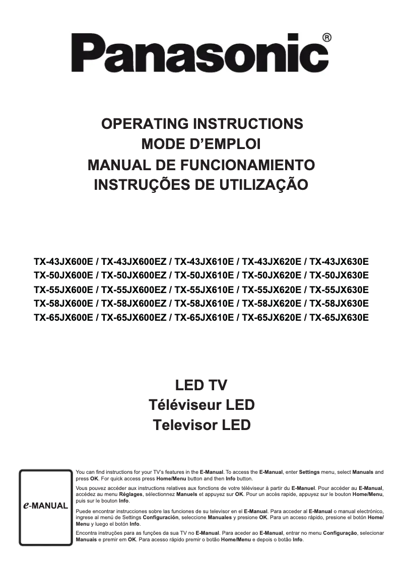 Imagen de la primera página del manual del dispositivo TX-65JX610E