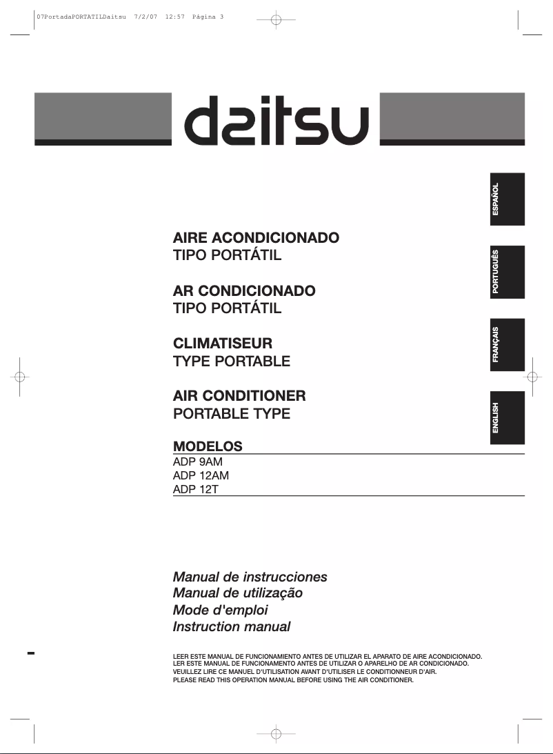 Página 1 del manual Manual de usuario Daitsu ADP 12A