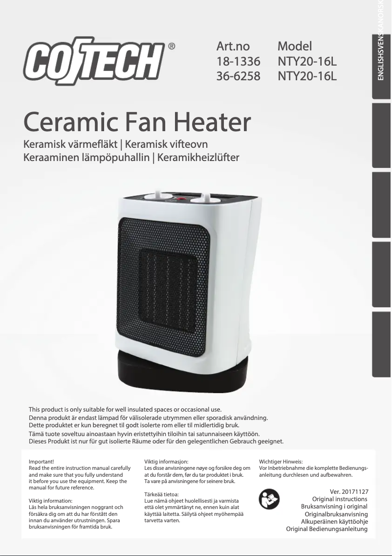 Página 1 del manual Manual de usuario Cotech NTY20-16L