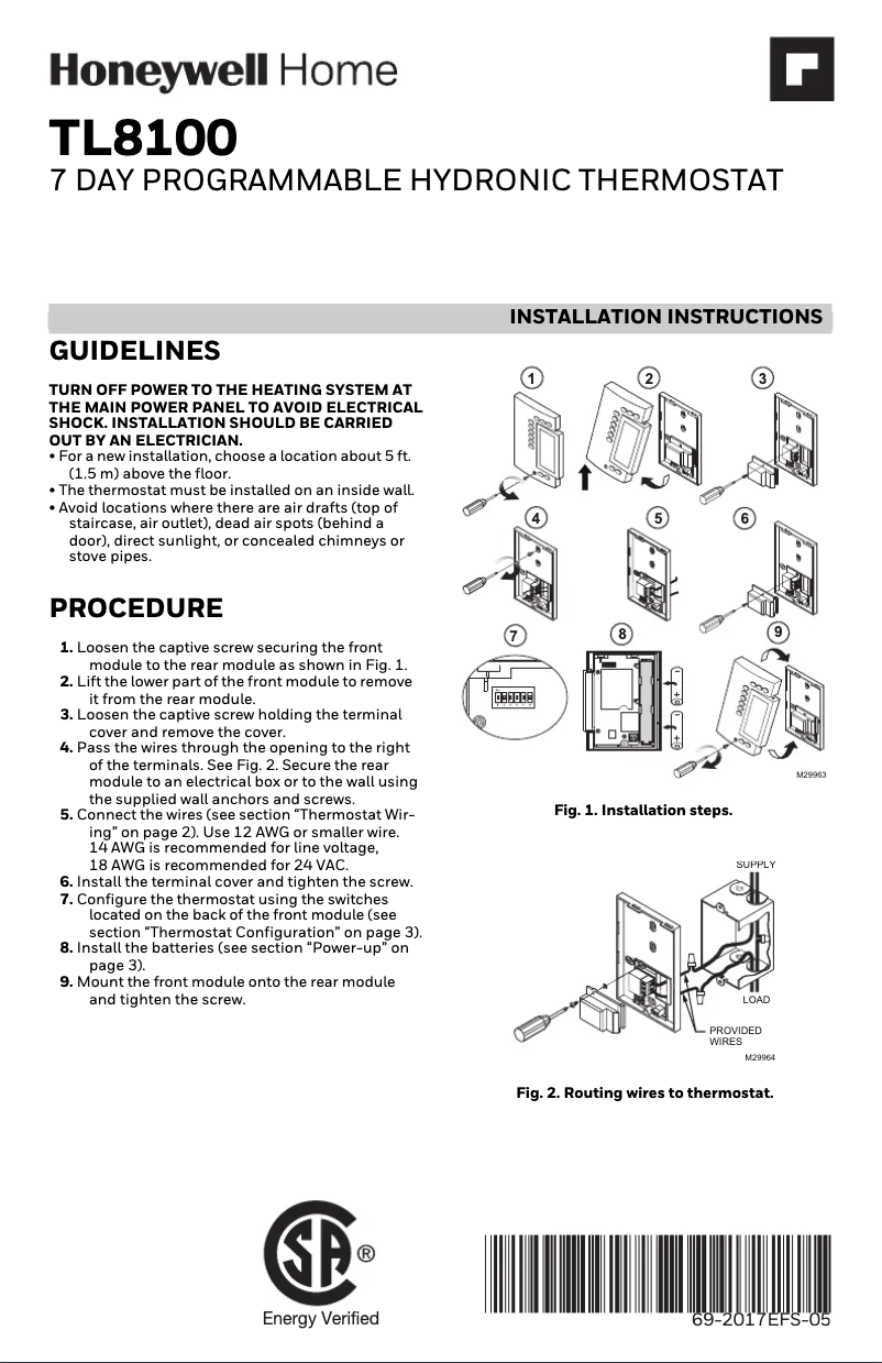 Página 1 del manual Manual de usuario Honeywell TL8100A1008/U