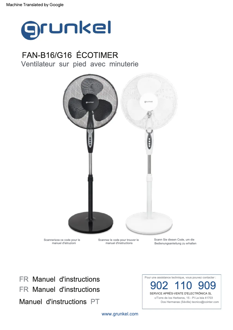 Página 1 del manual Manual de usuario Grunkel FAN-B16 ECOTIMER