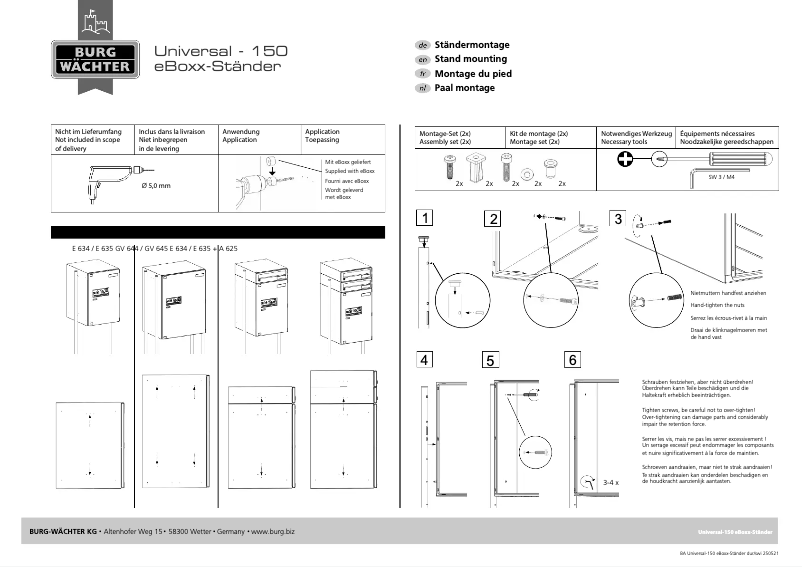 Página 1 del manual Manual de usuario Burg Wächter Universal 150