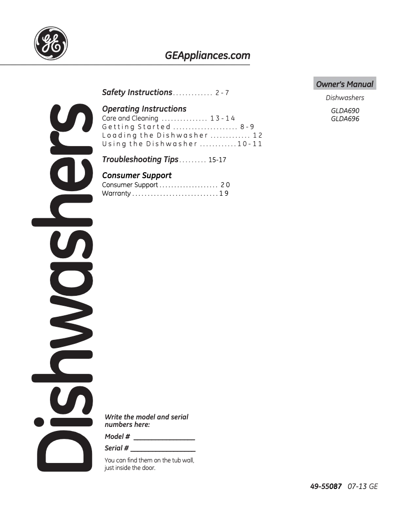 Página 1 del manual Manual de instrucciones GE GLDA690FBB