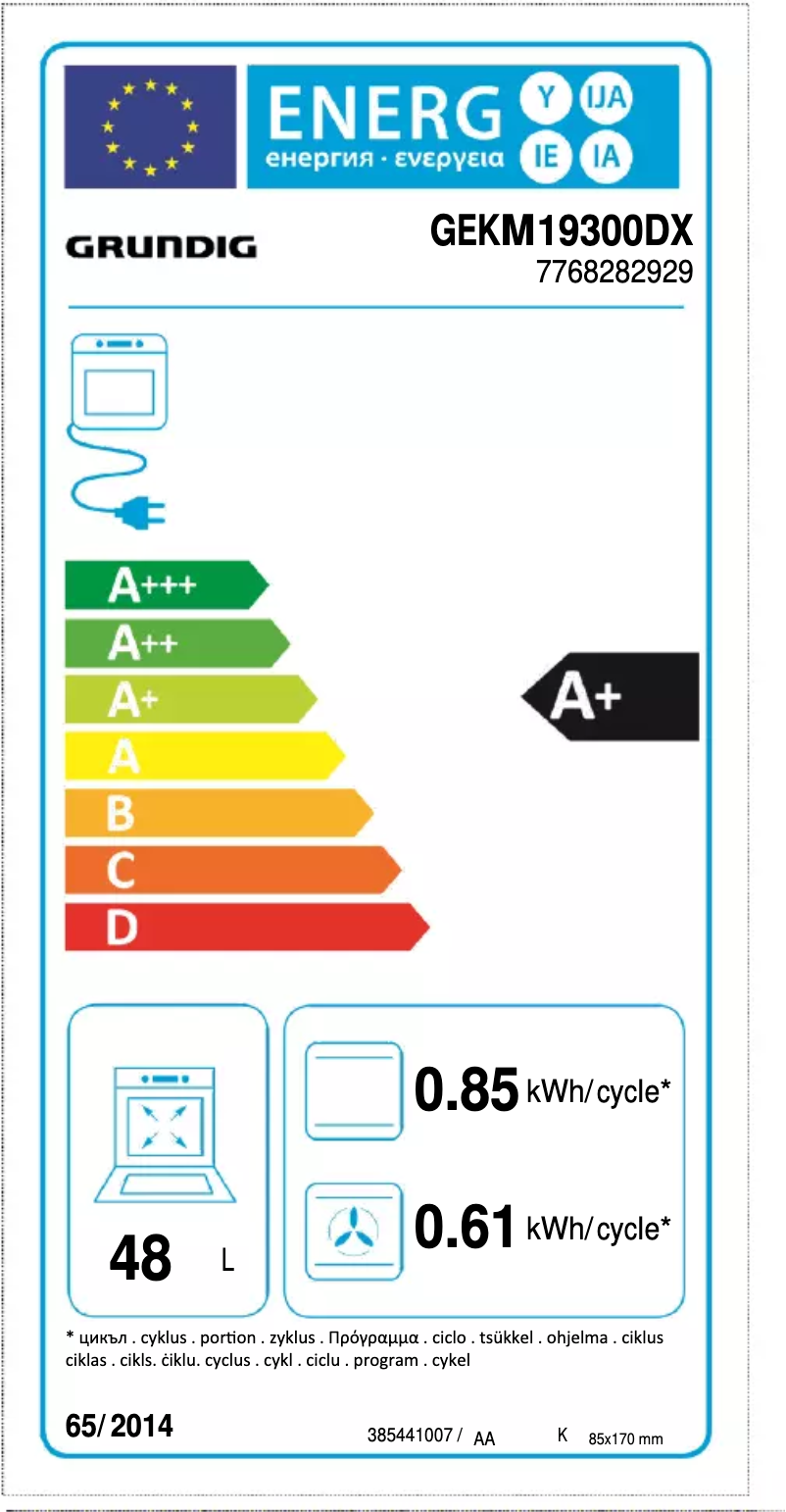 Página 1 del manual Etiqueta energética Grundig GEKM 19300 DX