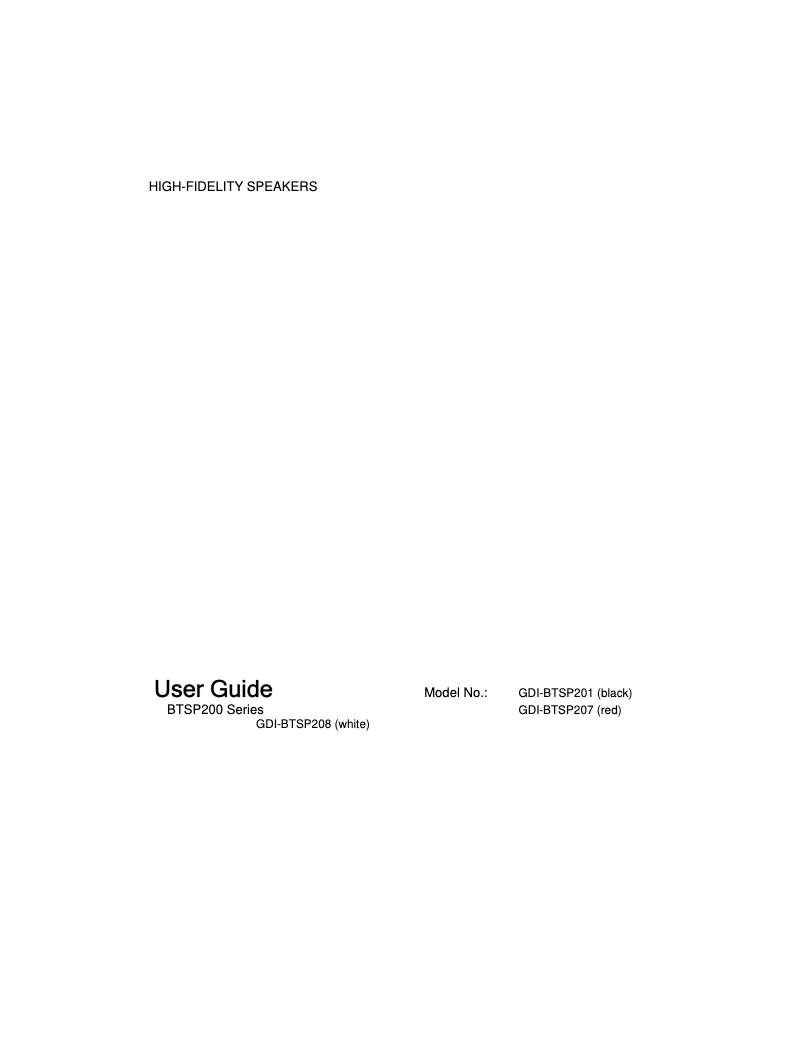 Página 1 del manual Manual de usuario Grace Digital Audio GDI-BTSP208M