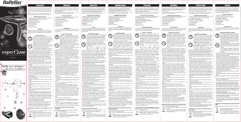 Página nº 1 - Manual de usuario BaByliss D261E Expert Plus 2200