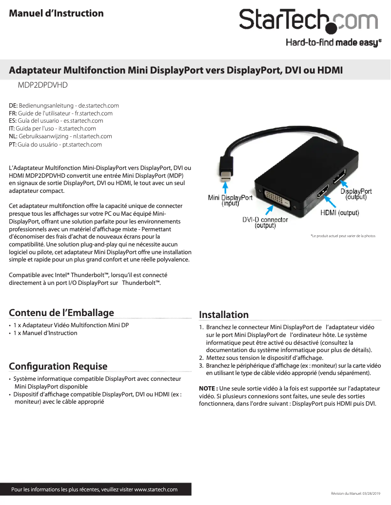Página nº 1 - Manual de usuario StarTech.com MDP2DPDVHD