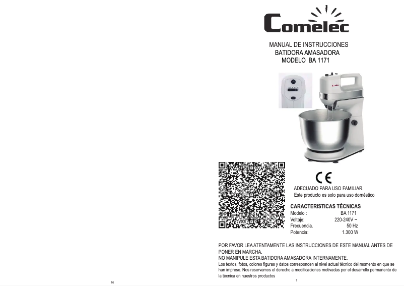 Página 1 del manual Manual de usuario Comelec BA 1171