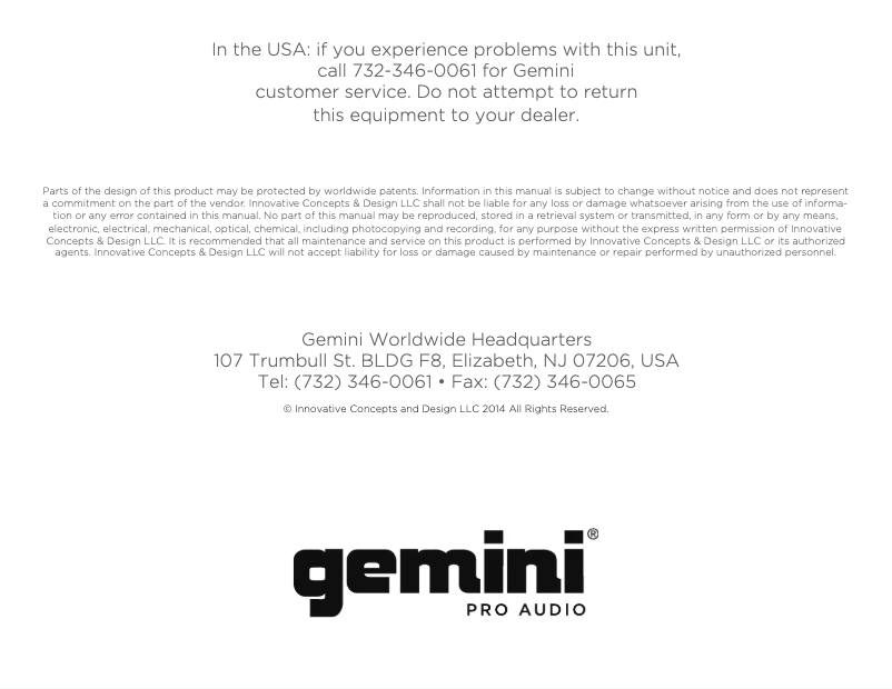 Página 1 del manual Manual de usuario Gemini HPS-15P