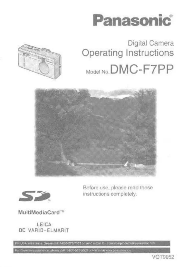 Imagen de la primera página del manual del dispositivo Lumix DMC-F7PP