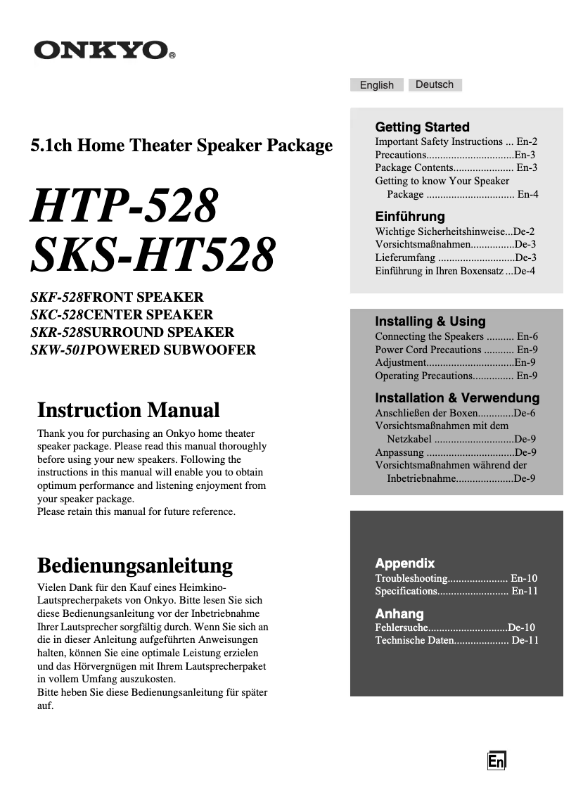 Página 1 del manual Manual de usuario Onkyo HTP-528
