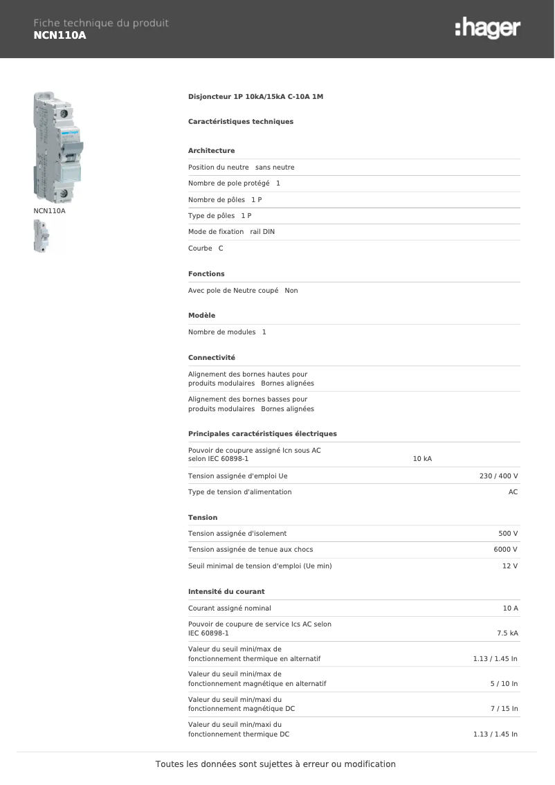 Imagen de la primera página del manual del dispositivo NCN110A