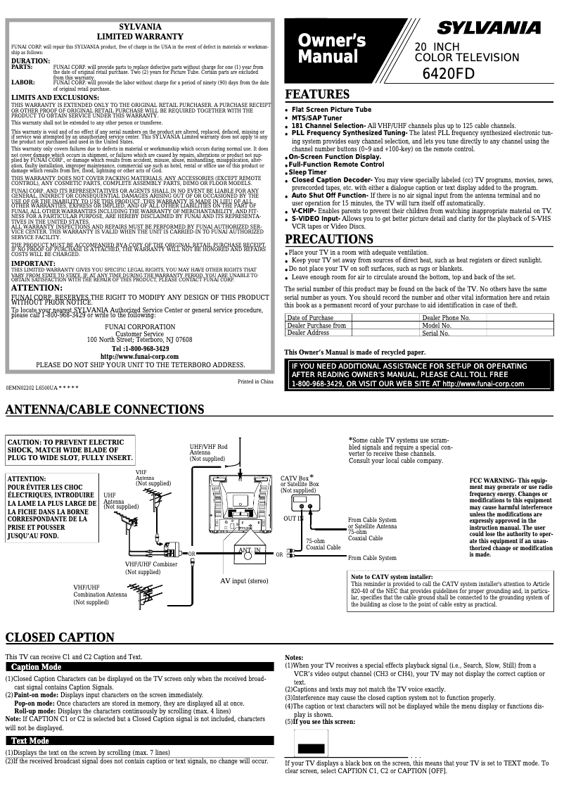 Página 1 del manual Manual de usuario Sylvania 6420FD