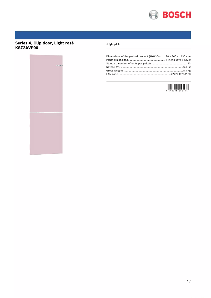 Página nº 1 - Manual de usuario Bosch KSZ2AVP00