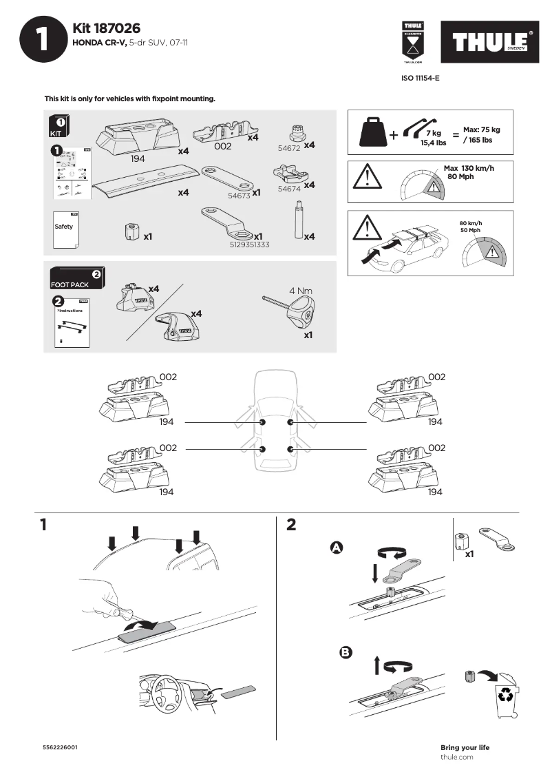 Página nº 1 - Manual de usuario Thule Kit 187026