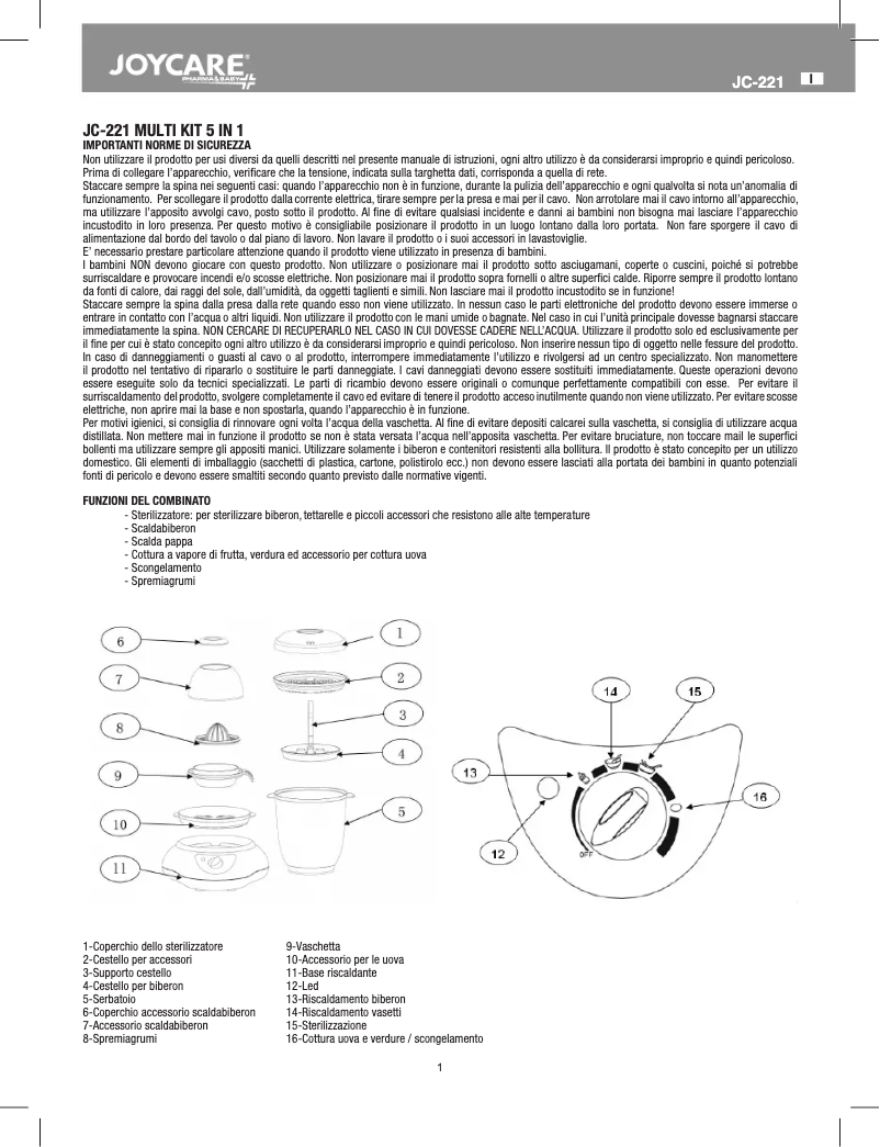 Página 1 del manual Manual de usuario Joycare JC-221