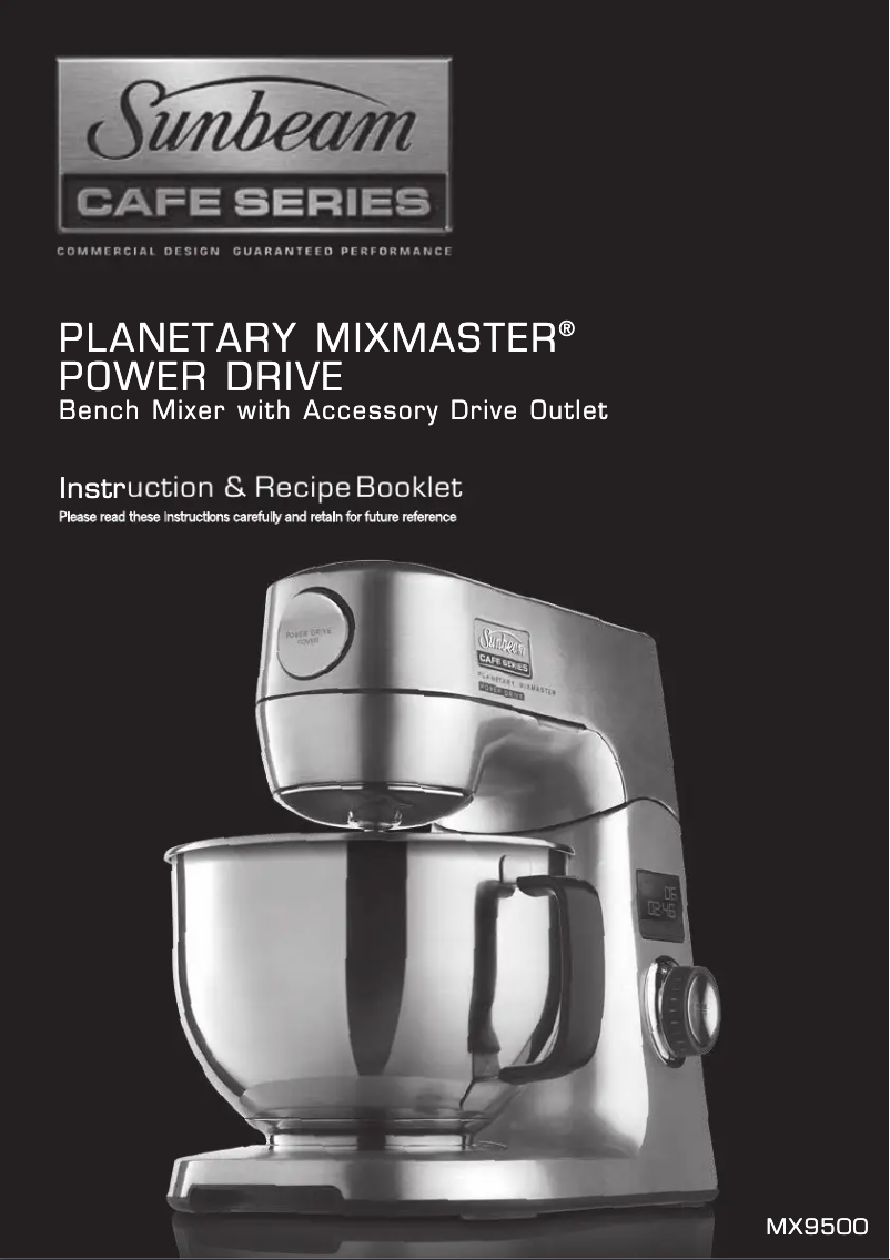 Imagen de la primera página del manual del dispositivo Cafe Series Planetary Mixmaster MX9500