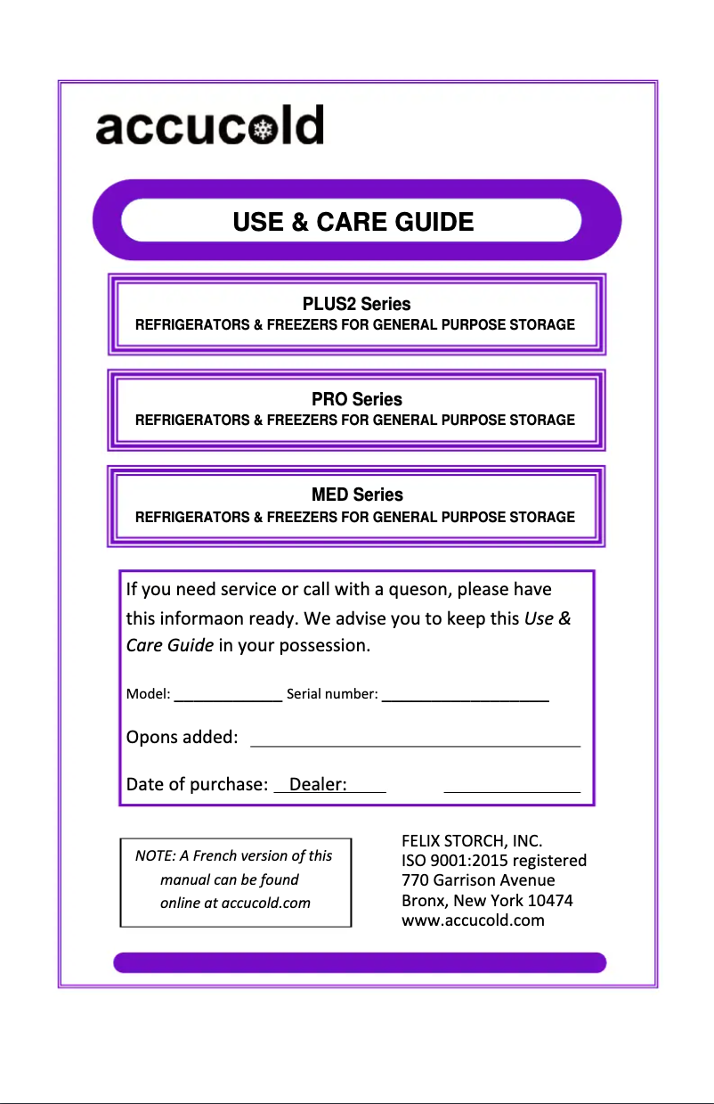 Página 1 del manual Manual de usuario Summit Accucold FFAR10PLUS2