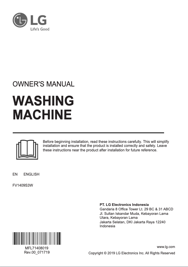 Imagen de la primera página del manual del dispositivo FV1409S3W