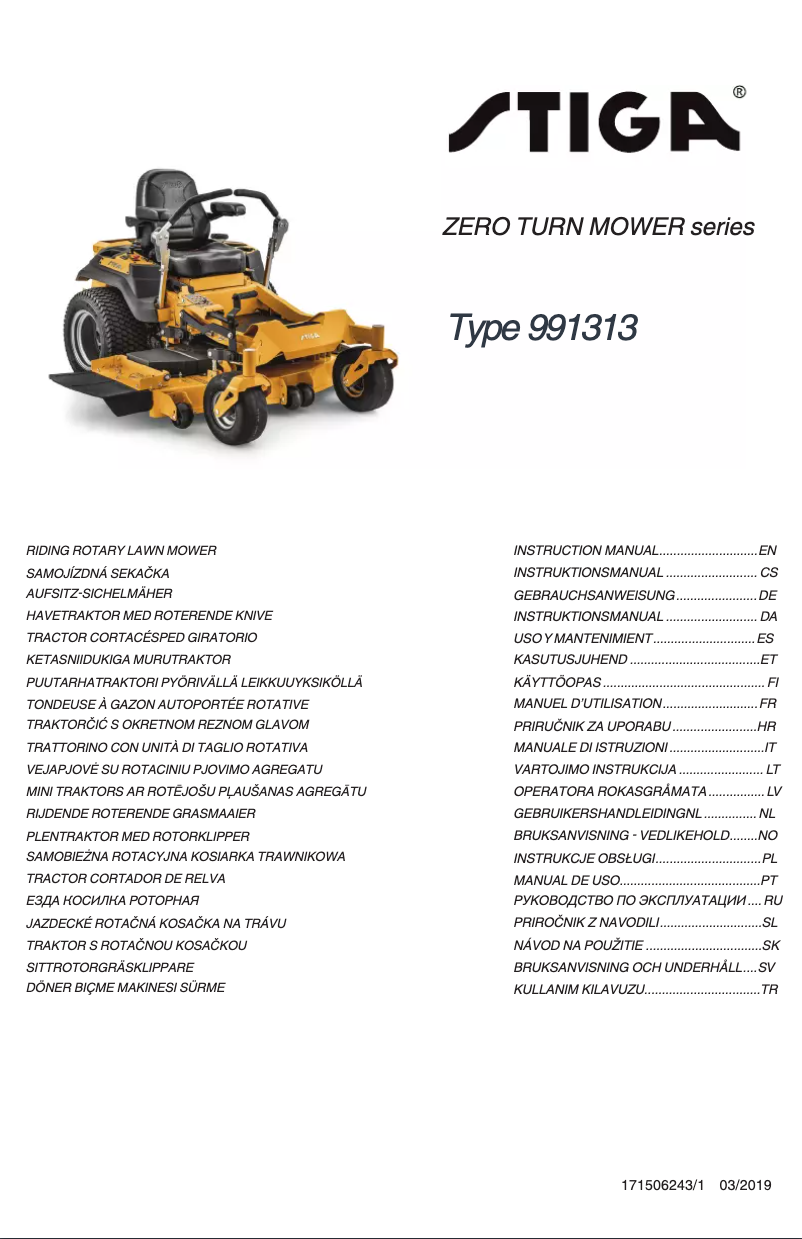 Página 1 del manual Manual de usuario Stiga ZT 7132 T