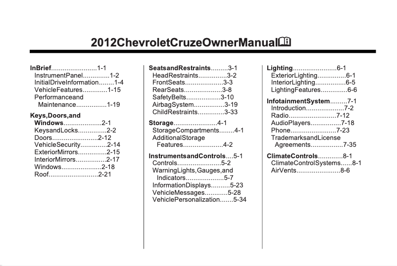 Página 1 del manual Manual de usuario Chevrolet Cruze (2012)