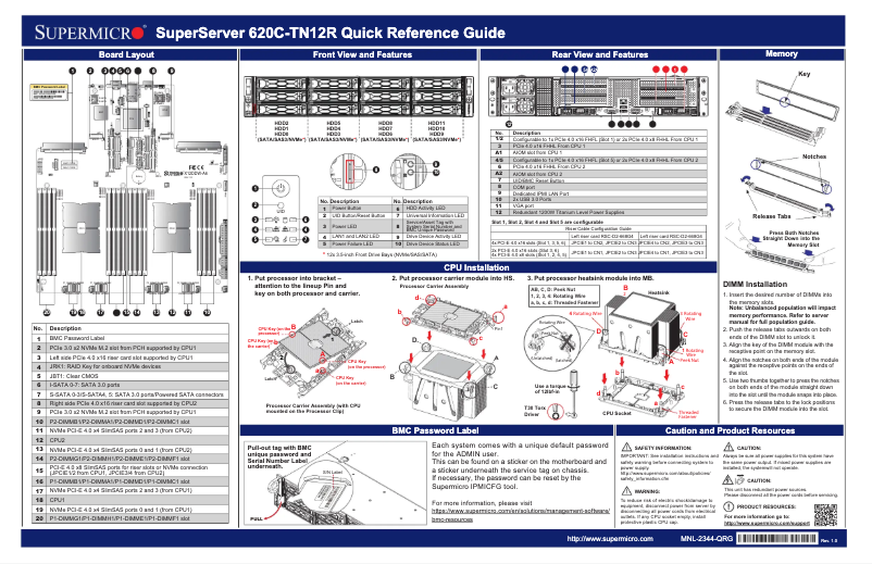 Imagen de la primera página del manual del dispositivo SuperServer SYS-620C-TN12R