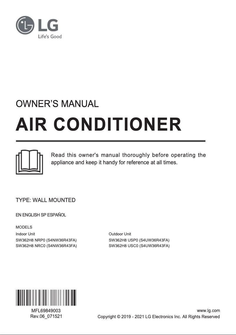 Página 1 del manual Manual de usuario LG SW362H8