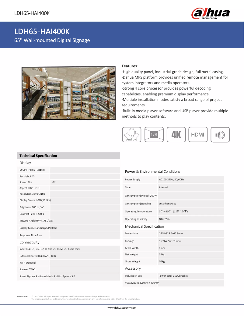 Imagen de la primera página del manual del dispositivo LDH65-HAI400K