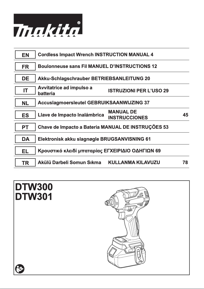 Página 1 del manual Manual de usuario Makita DTW302Z