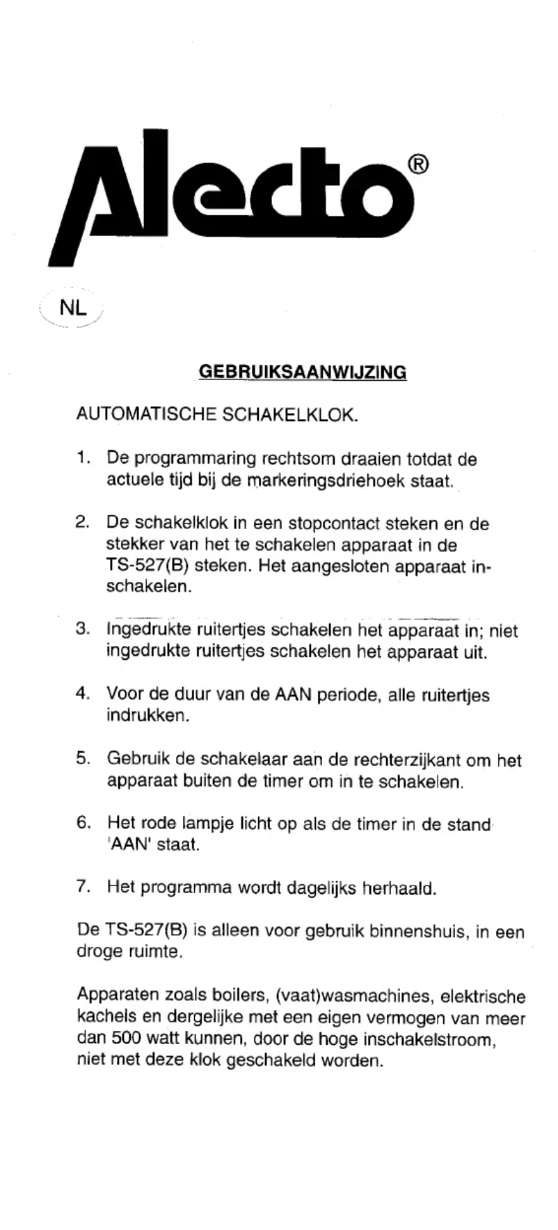 Página nº 1 - Manual de usuario Alecto TS-527