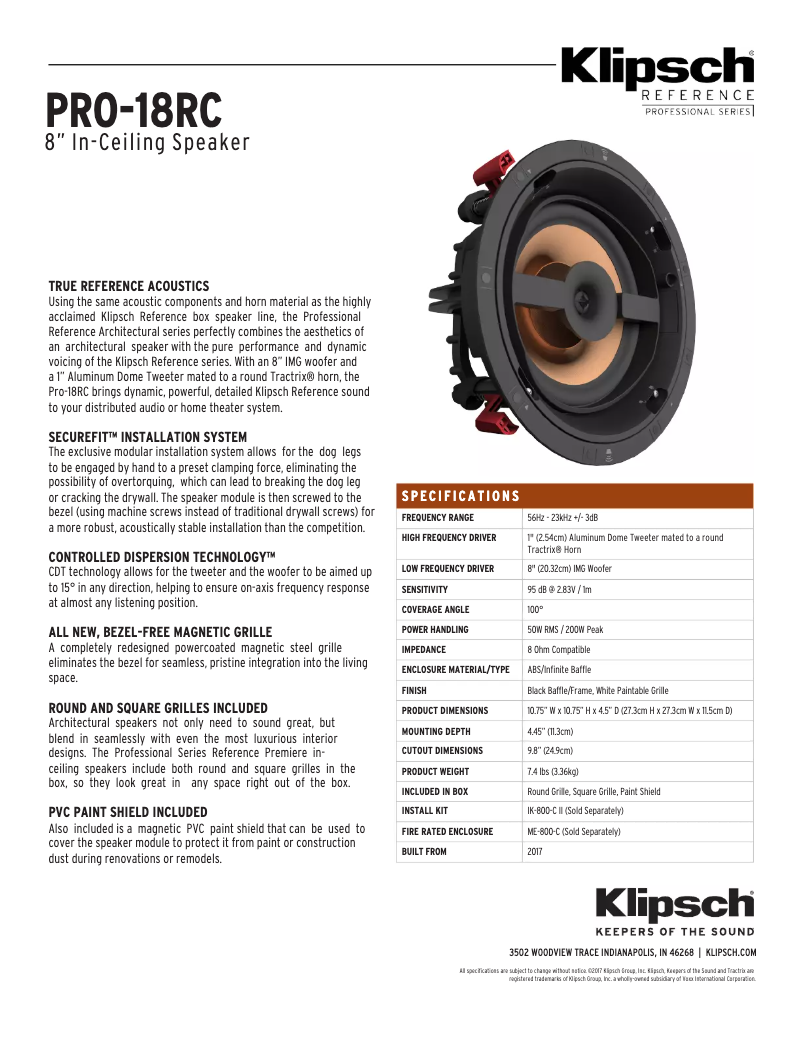 Página 1 del manual Manual de usuario Klipsch PRO-18RC