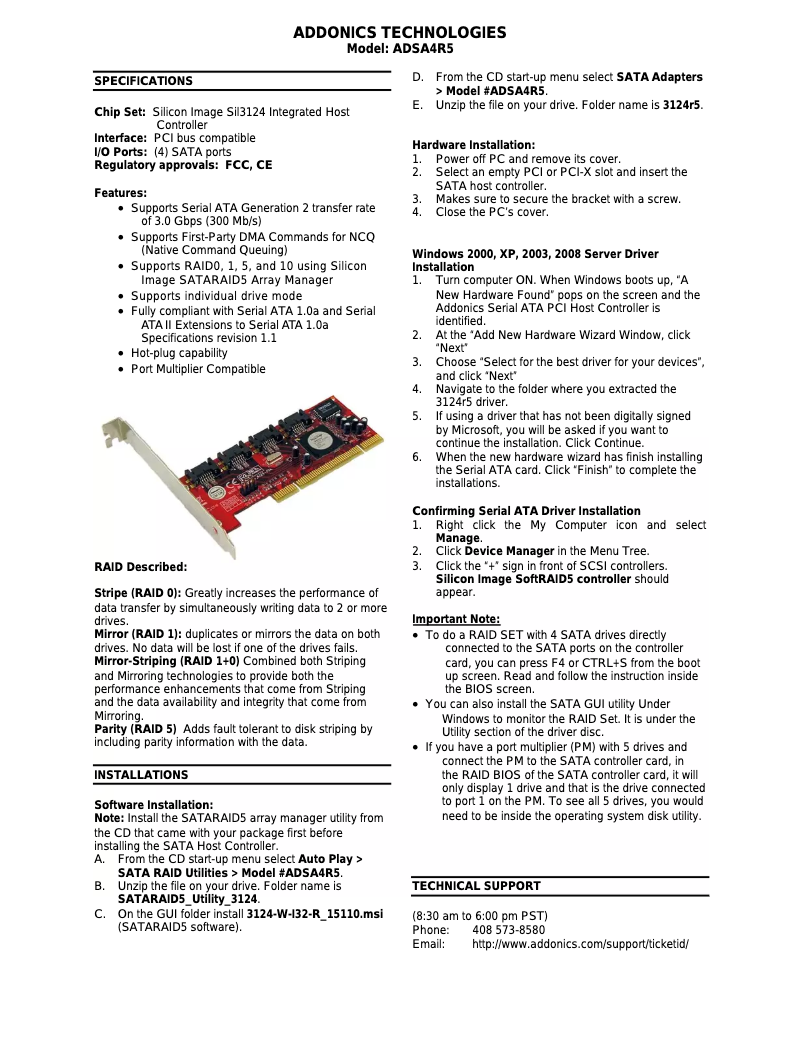 Página 1 del manual Manual de usuario Addonics ADSA4R5