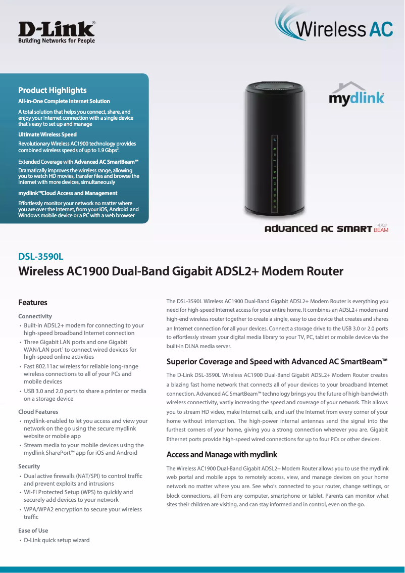 Imagen de la primera página del manual del dispositivo DSL-3590L