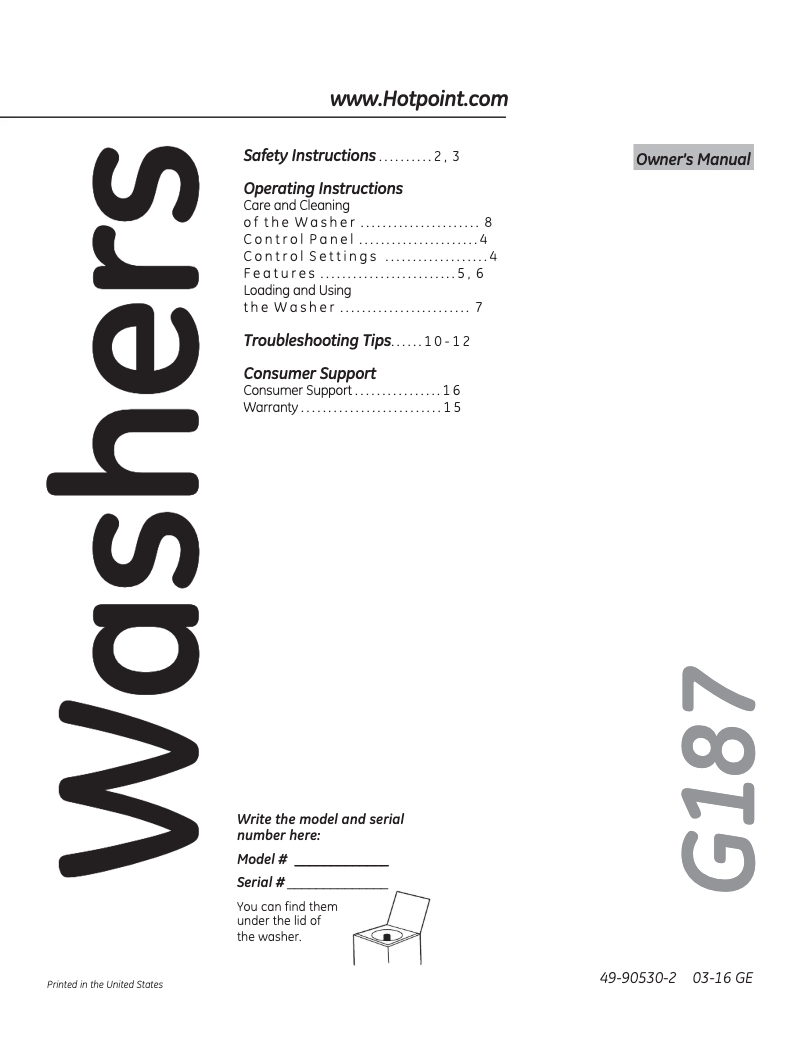 Página 1 del manual Manual de uso y mantenimiento Hotpoint HTWP1400FWW