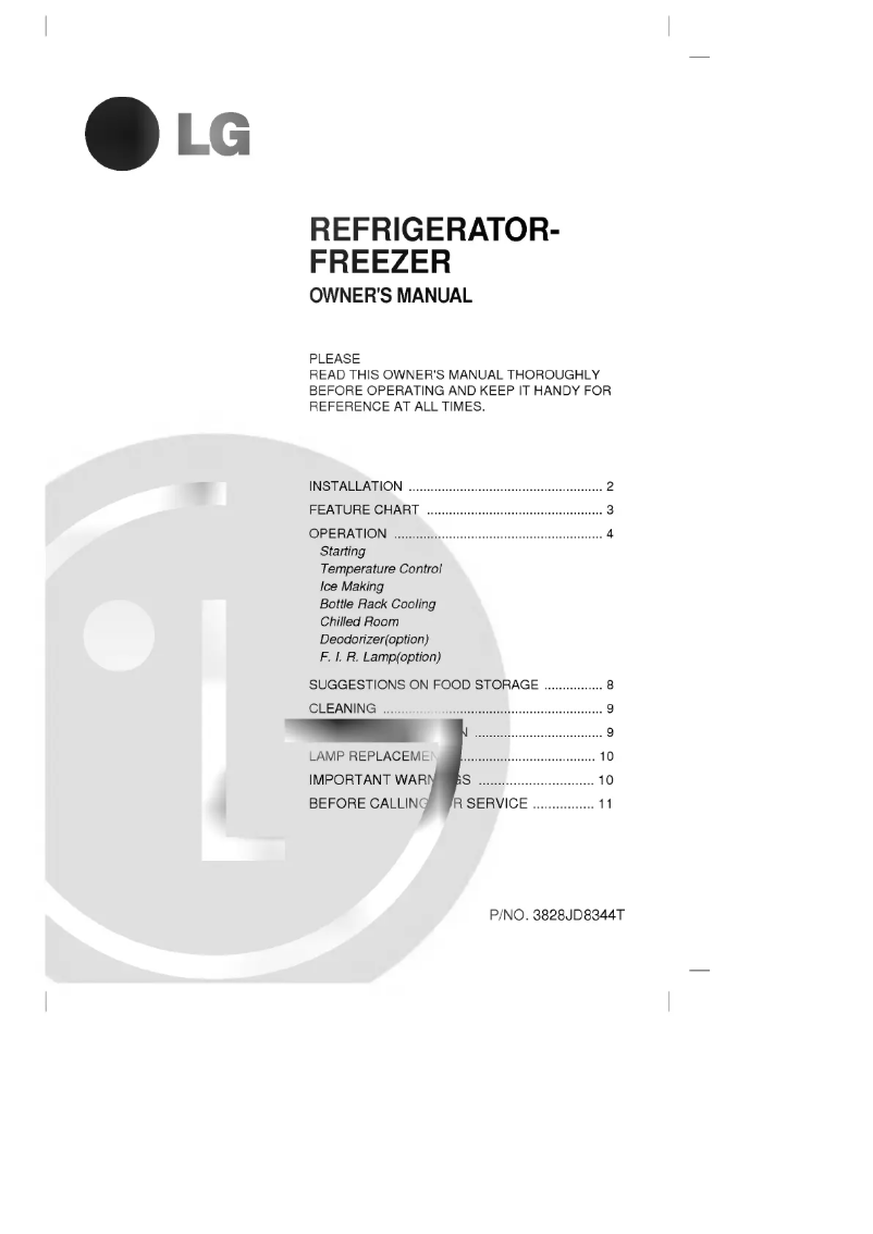 Imagen de la primera página del manual del dispositivo GR-T382G