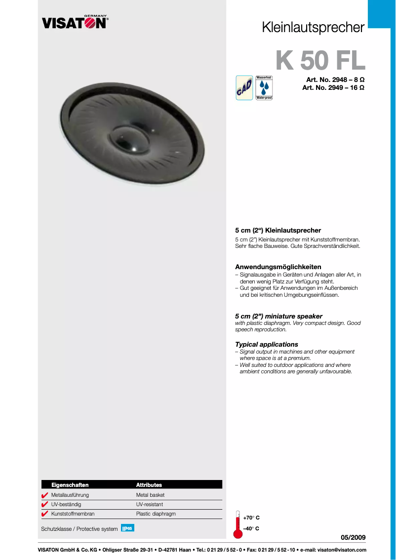 Imagen de la primera página del manual del dispositivo K 50 FL