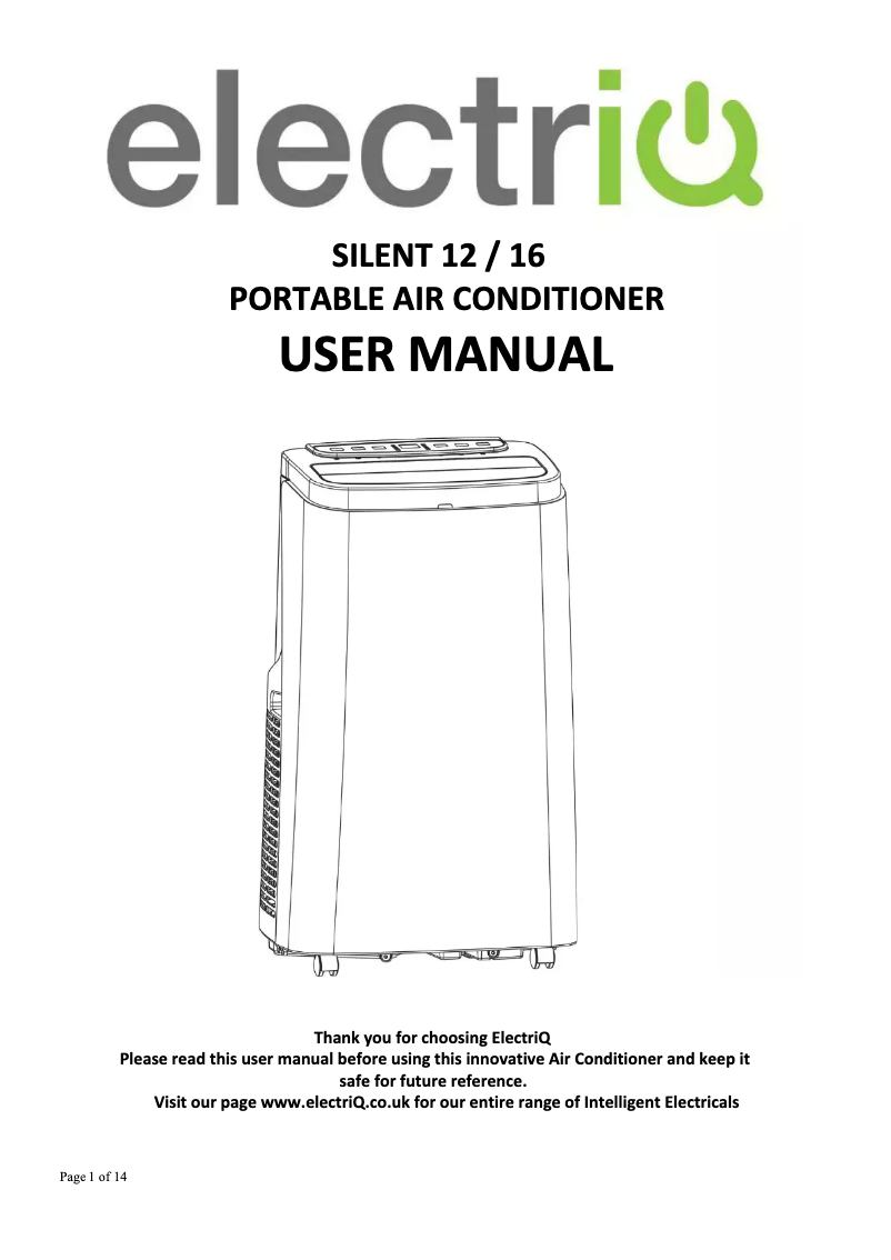 Página 1 del manual Manual de usuario ElectriQ SILENT16