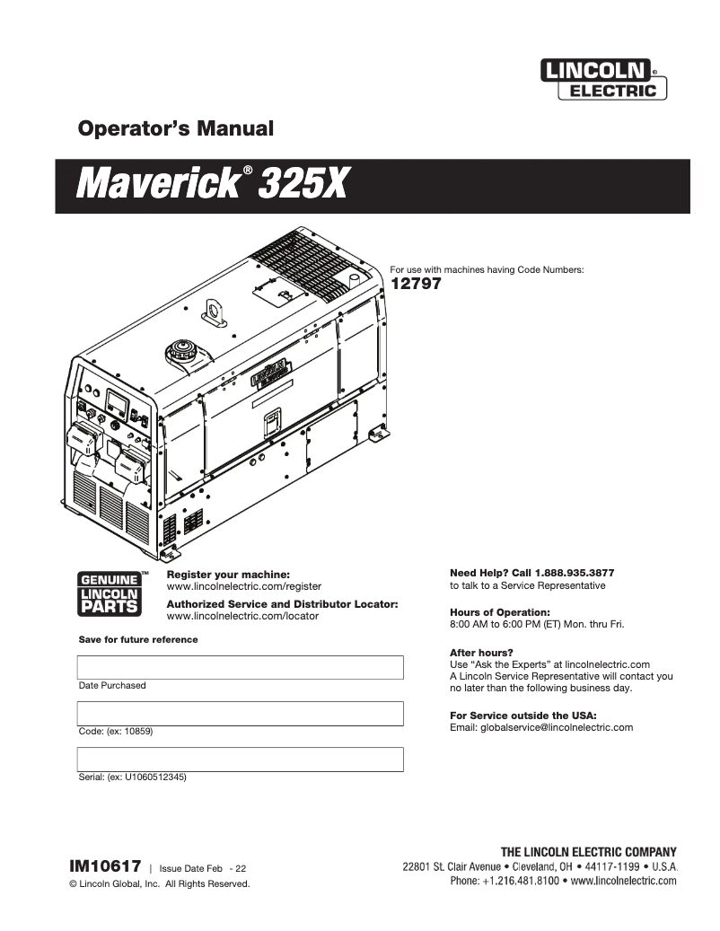 Página nº 1 - Manual de usuario Lincoln Electric Maverick 325X