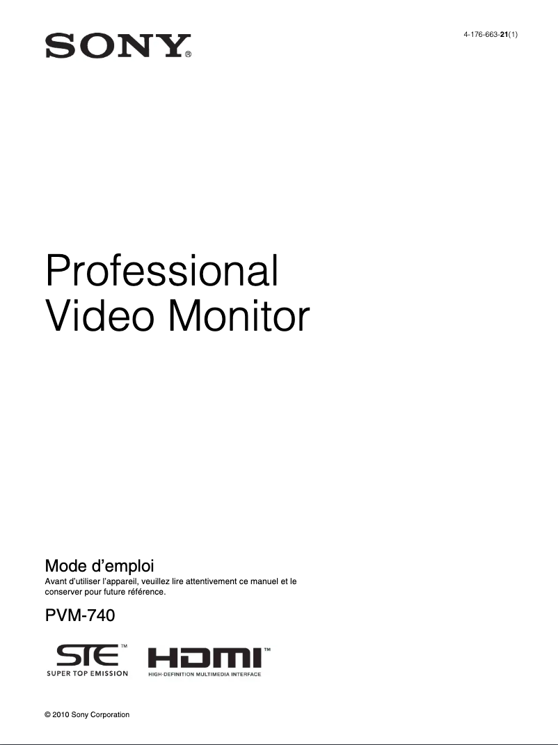 Imagen de la primera página del manual del dispositivo PVM-740