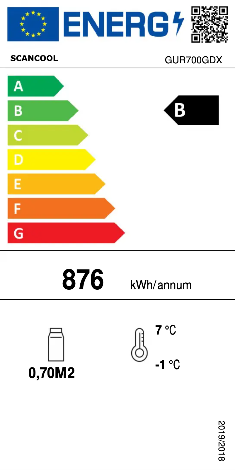 Página 1 del manual Etiqueta energética Scancool GUR700GDX