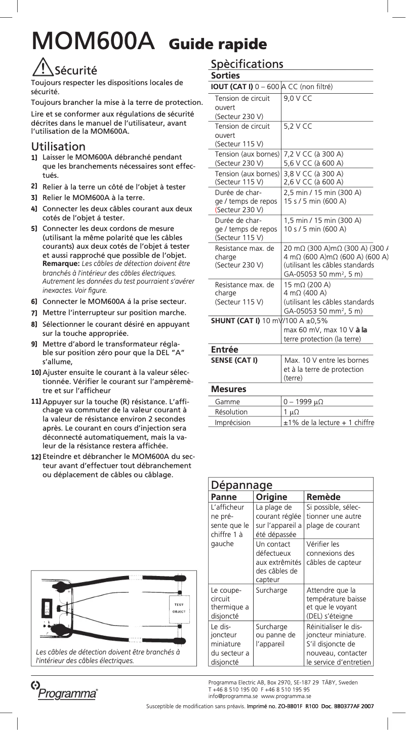 Página 1 del manual Manual de usuario Megger MOM600A