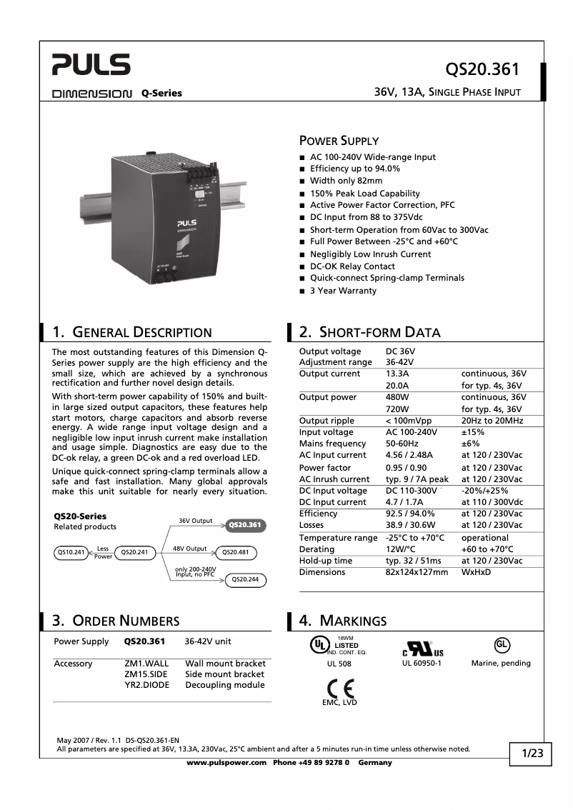 Imagen de la primera página del manual del dispositivo DIMENSION QS20.361
