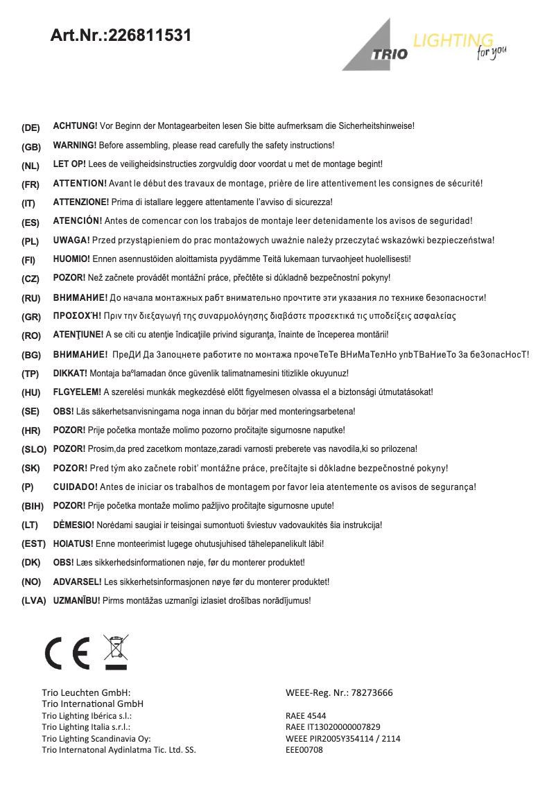 Página 1 del manual Manual de usuario Trio Lighting Snake 226811531