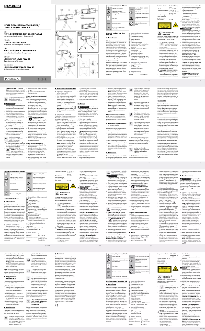 Página 1 del manual Manual de usuario Parkside PLW A2
