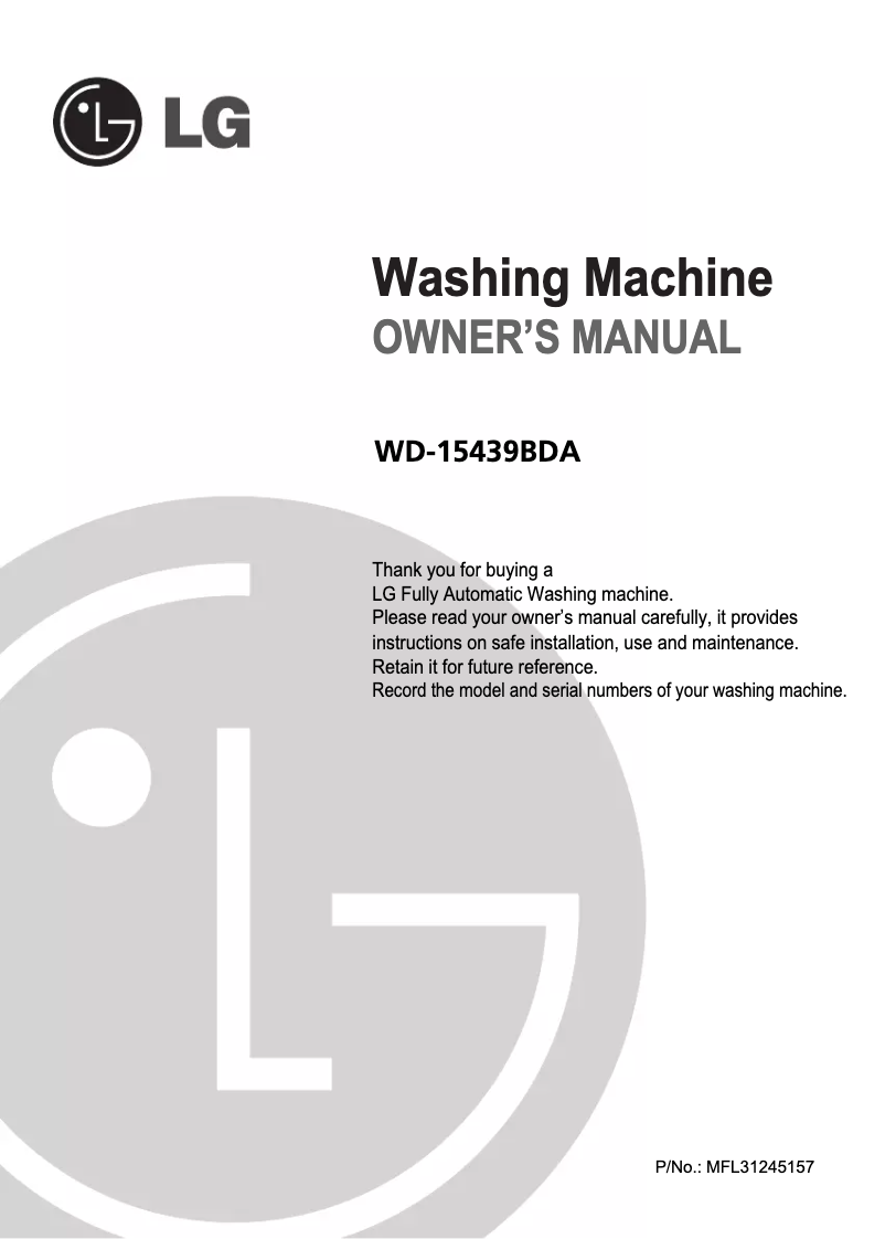 Página 1 del manual Manual de usuario LG WD-15439BDA