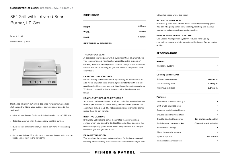 Página 1 del manual Ficha técnica DCS BE1-36RCI