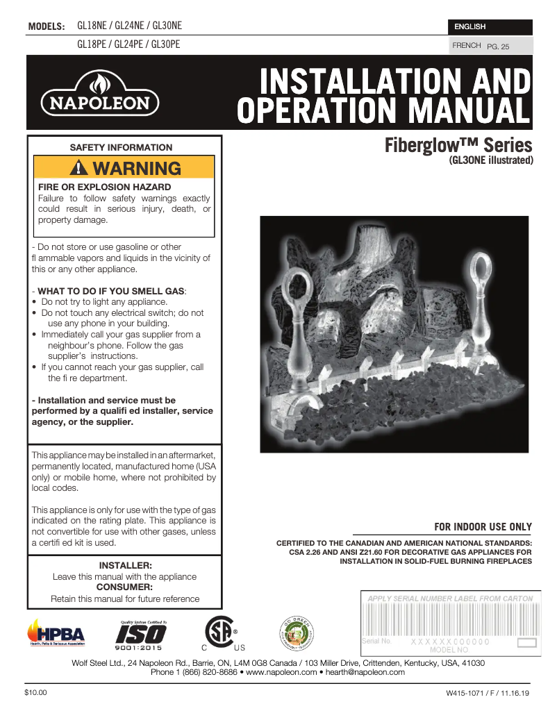Imagen de la primera página del manual del dispositivo Fiberglow 24