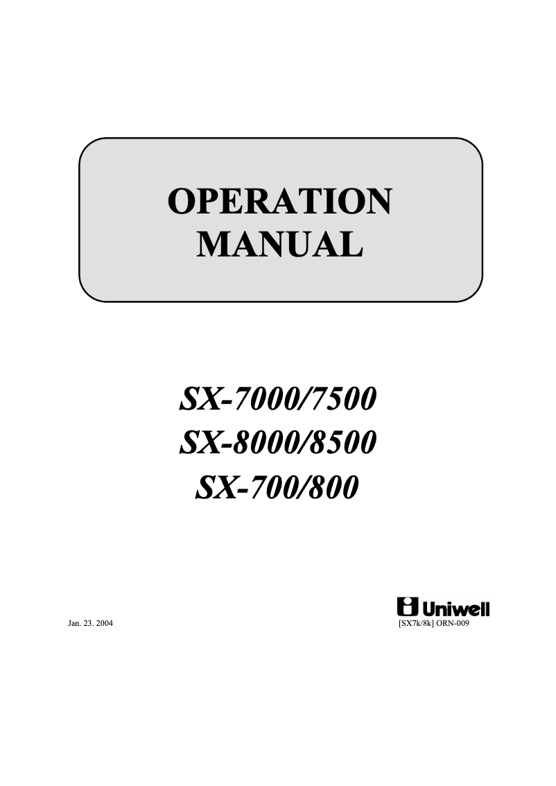Imagen de la primera página del manual del dispositivo SX-7500