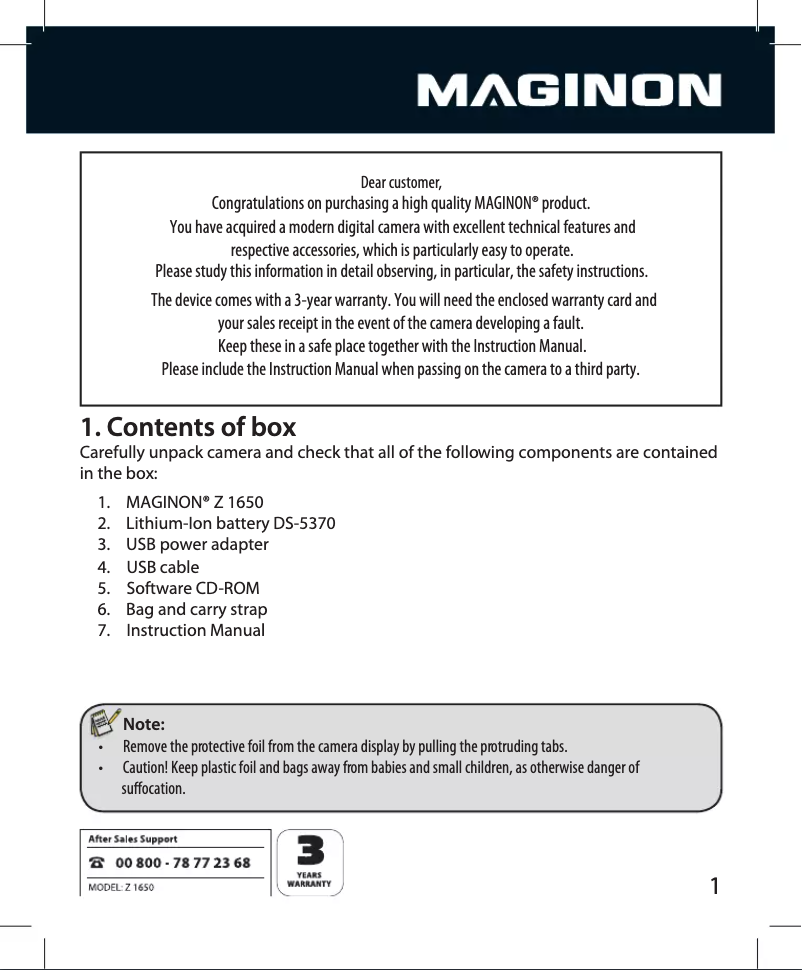 Imagen de la primera página del manual del dispositivo Z 1650